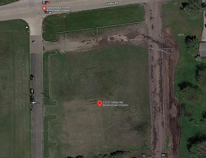 Brownstown Strip Mall (Built but Never Opened) - Current Aerial Map (newer photo)